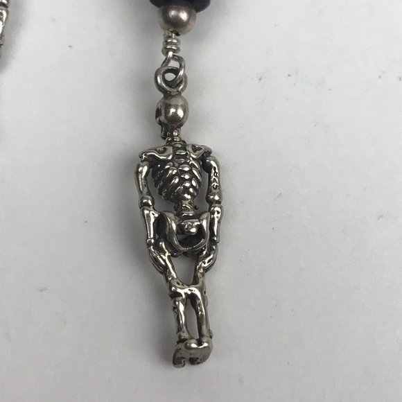 Sterling Silver Skeleton Drop Stone Earrings - Picture 6 of 7